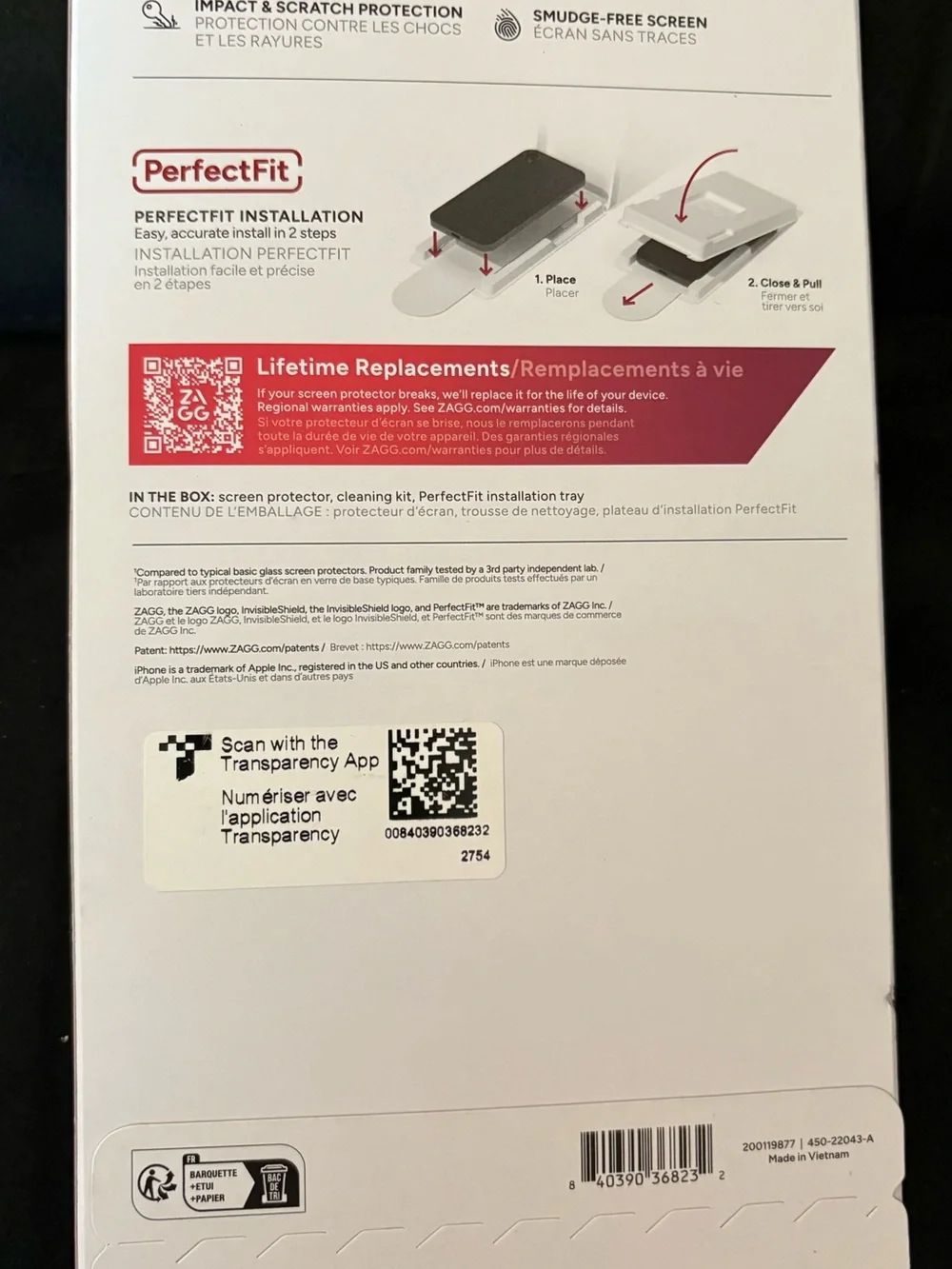 ZAGG InvisibleShield Glass+ PerfectFit Screen Protector - Red Packaging